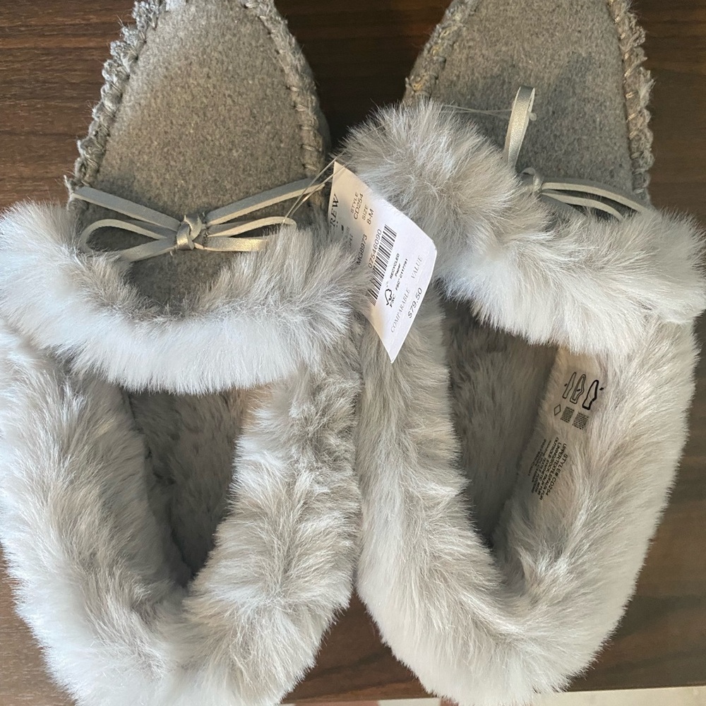 J. Crew Gray Faux Fur Women's Slippers